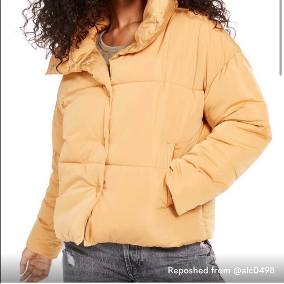 Free People Yellow Puffer Coat 